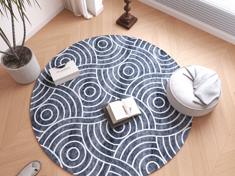 现代圆形地毯 装饰摆件su模型