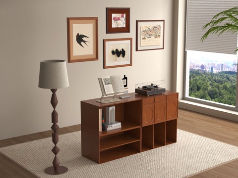 中古餐边柜 矮柜 装饰柜 斗柜 落地灯 挂画 摆件su模型