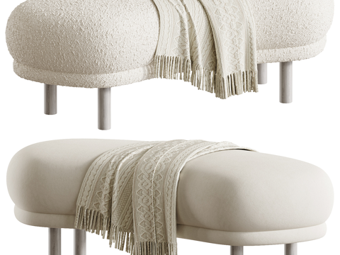  现代奶油风 Serafin 布艺长凳3d模型 