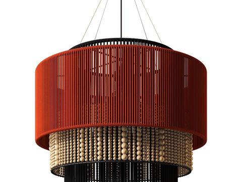  新中式侘寂 EDL KATE 60 藤编装饰吊灯3d模型 