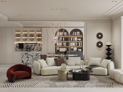  法式客餐厅3d模型 