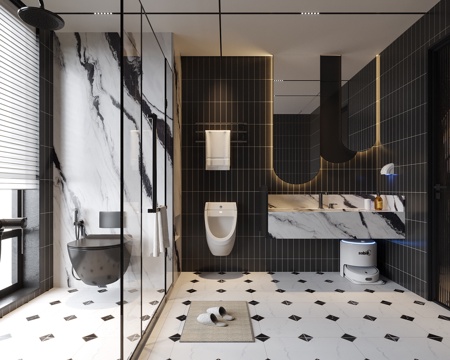 现代卫生间 洗手台 浴室用品su模型