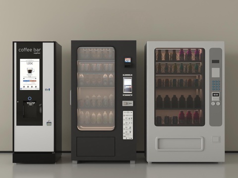 现代冰柜 自动贩卖机 售卖机 饮料柜su模型