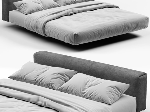  现代意式 Boca AirIblade 布艺悬浮双人床3d模型 