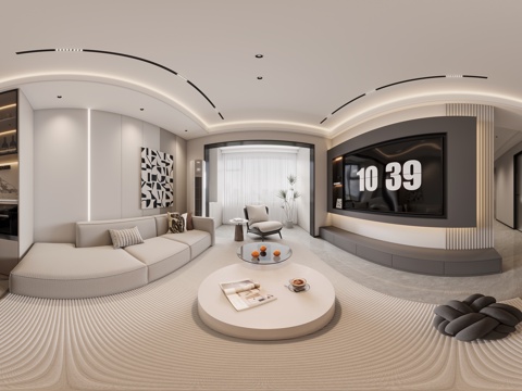  现代简约客餐厅全景 