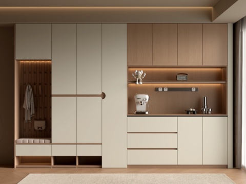 现代酒柜 鞋柜 定制柜su模型