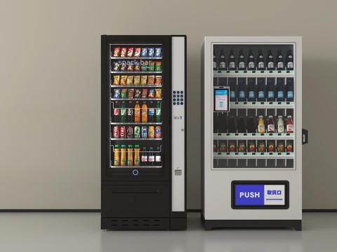 现代冰柜 自动贩卖机 售卖机 饮料柜su模型