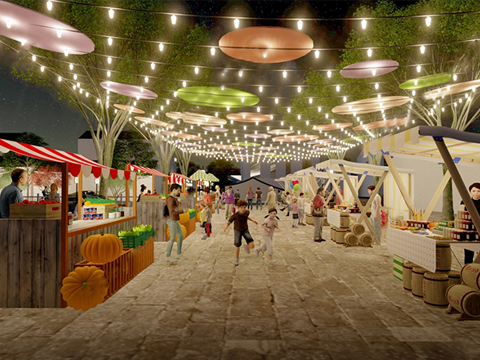 现代 集市 乡村集市su模型