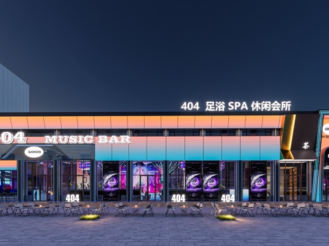 商业会所门头 SPA足浴门头 酒吧门头 台球厅门头 商业娱乐su模型