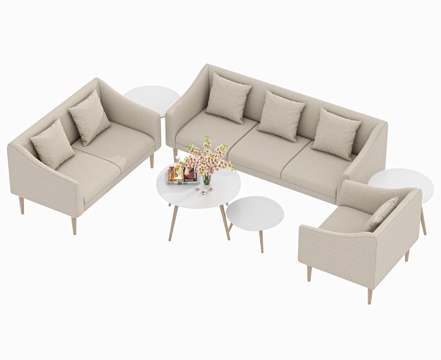 现代办公沙发 接待沙发 洽谈沙发 休闲沙发 等候沙发 三人沙su模型