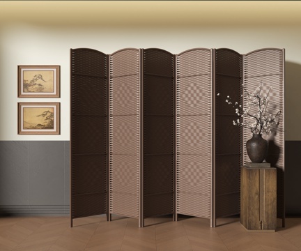 中古风隔断屏风su模型