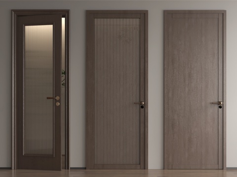 中古单开门 木门 木单开门 卧室门 玻璃门 厨卫门su模型