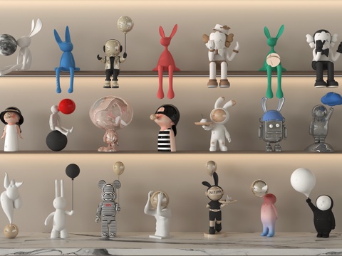 现代雕塑摆件 兔子雕塑摆件 卡通雕塑摆件su模型