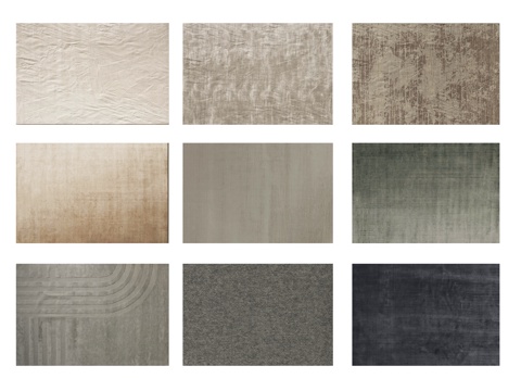 现代意式地毯组合 方形地毯 抽象地毯su模型