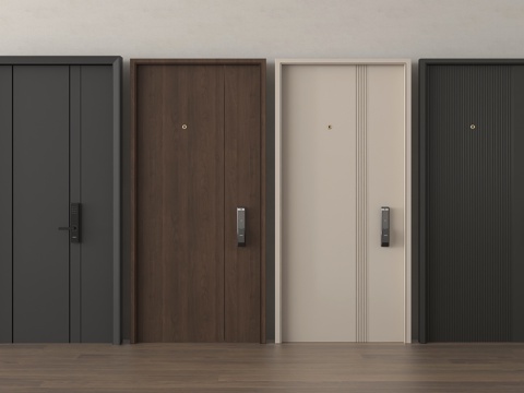 现代入户门 防盗门 单开门 子母门 指纹锁门 密码锁门su模型