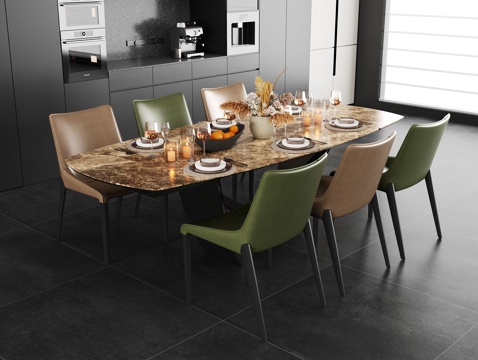 现代餐桌椅组合su模型