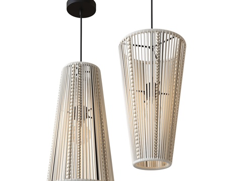  新中式侘寂 EDL Si 藤编装饰吊灯3d模型 