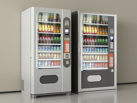 现代冰柜 自动贩卖机 售卖机 饮料柜su模型