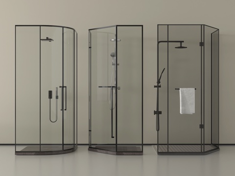 现代淋浴房 花洒 淋浴间 卫浴小件su模型