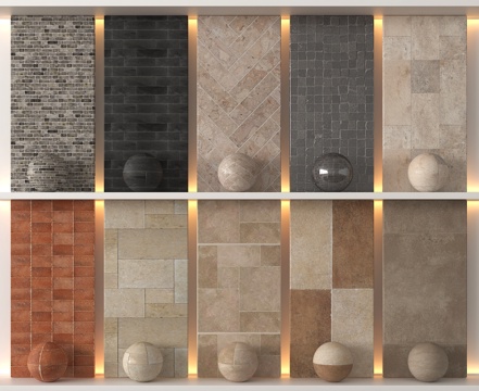 现代仿古砖 石材 复古砖墙砖 地砖su模型