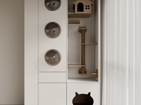 现代阳台猫爬柜 猫爬架su模型