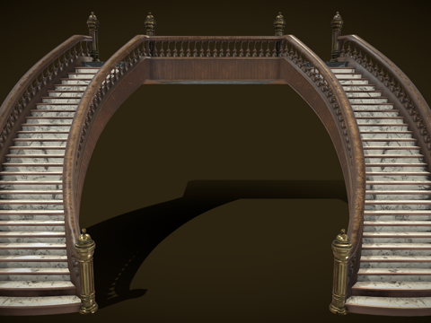 欧式家具 复古楼梯 欧式楼梯 木梯su模型