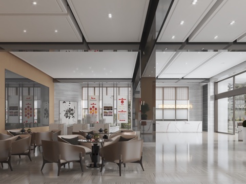  现代售楼处大厅前台休息区卫生间3d模型 