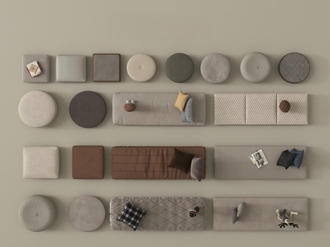 现代坐垫 蒲团 圆坐垫 飘窗垫 沙发垫su模型