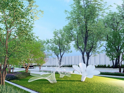 现代雕塑小品花朵雕塑 花 雕塑 异形小品 植物su模型