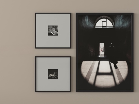 法式中古风挂画组合 装饰挂画su模型