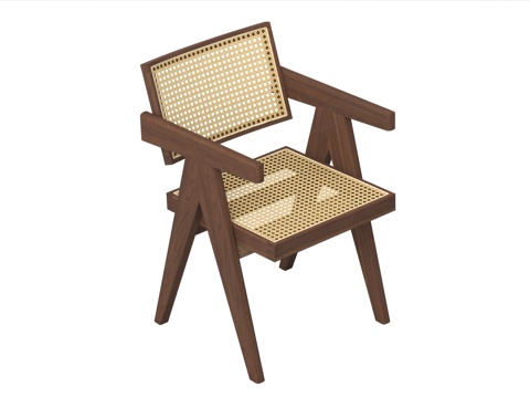 侘寂风藤编休闲椅 单椅su模型