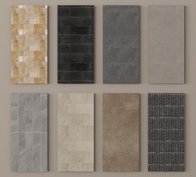 现代仿古砖 石材 岩石墙面su模型