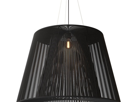  新中式侘寂 EDL DIM 黑色藤编装饰吊灯3d模型 