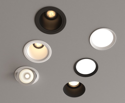 现代筒灯射灯 嵌入式筒灯射灯 牛角灯su模型