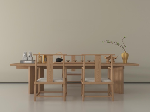 现代茶室 茶桌椅组合su模型