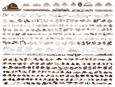 中式祥云雕花 祥云纹案 祥云剪影 龙凤祥云 浮云云朵墙饰 金su模型