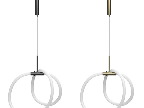  现代极简线性装饰吊灯3d模型 