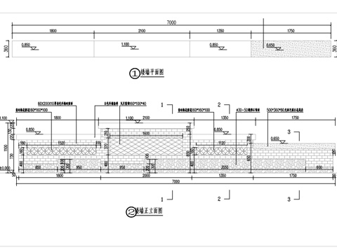现代乡村矮墙详图cad施工图