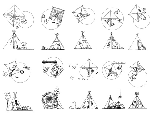 露营房车帐篷桌椅图库cad施工图