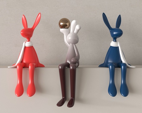 现代雕塑摆件 兔子雕塑 玩偶su模型