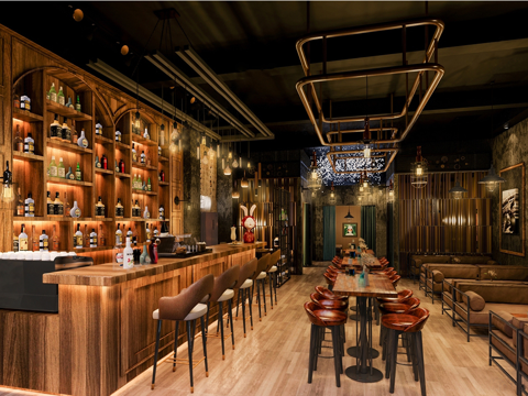 工业风格酒吧 清吧su模型