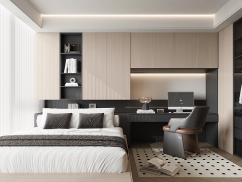  现代榻榻米卧室3d模型 