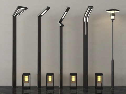 现代景观灯 高杆灯 路灯 园林景观灯 户外灯su模型