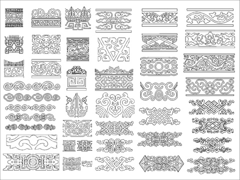 中式元素雕花cad施工图