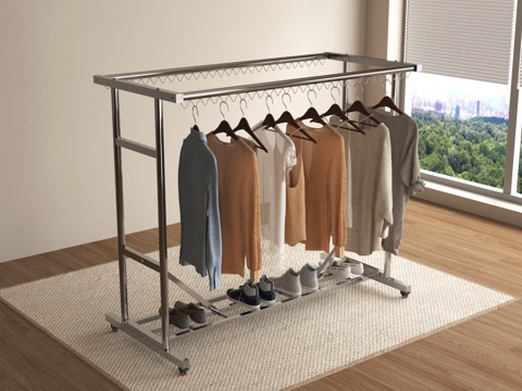 现代晾衣架 落地晾衣架su模型