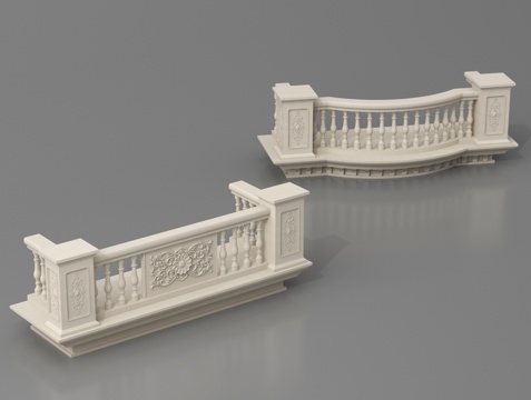 欧式宝瓶护栏 围栏护栏 阳台护栏su模型