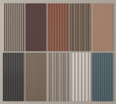 现代长城板 格栅板 护墙板 波浪板su模型