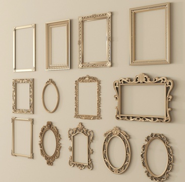 欧式雕花相框 画框 镜框su模型