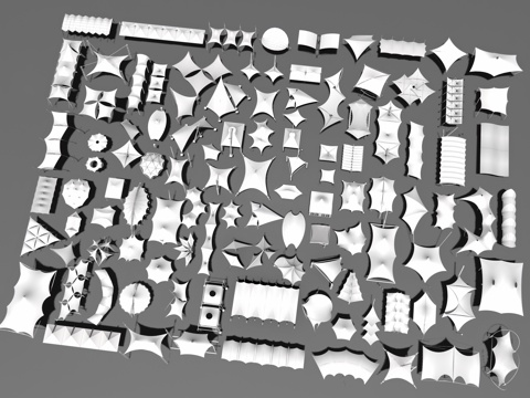 现代张拉膜 异形张拉膜 帐篷 拉膜亭 遮阳棚 车棚 雨棚su模型
