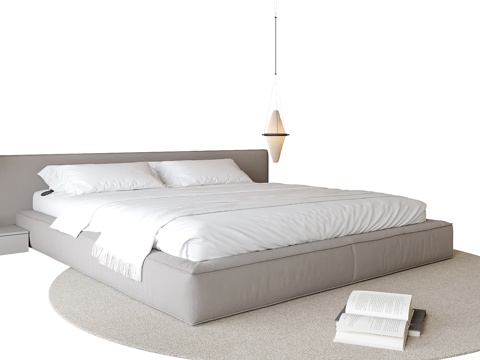  现代双人床3d模型 